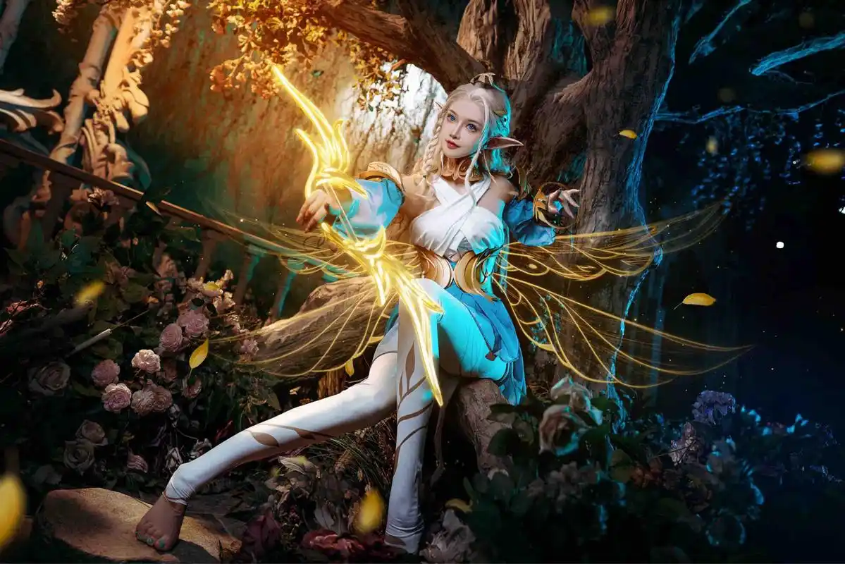 《王者荣耀》王者同人艾琳cos精灵正片经典还原