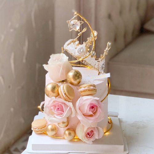 网红唯美生日蛋糕装饰摆件铁丝铝丝圈圈许愿塔心愿节日装扮用品