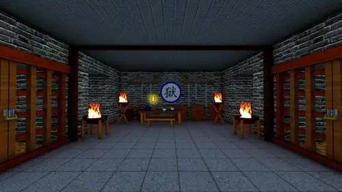 古代监狱牢房监牢舞台背景