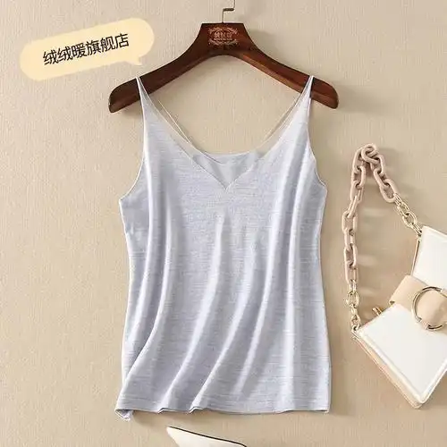 轻薄女士背心吊带打底衫针织桑蚕丝吊带衫v