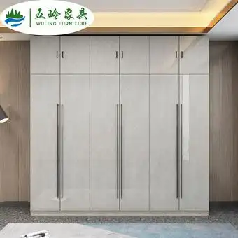 现代简约轻奢高光衣柜家用卧室平开门大衣柜子储物柜极简镜面收纳