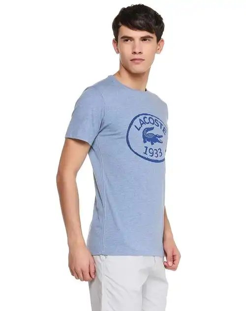 浅灰蓝色百搭修身短袖t恤