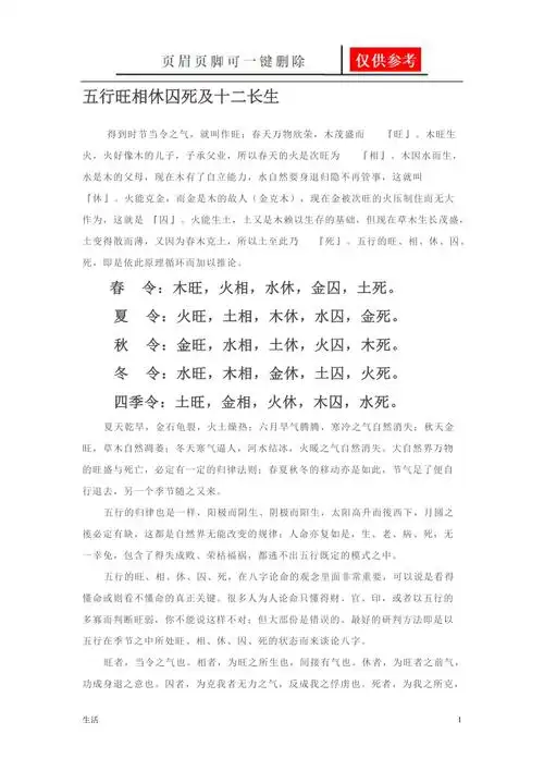 五行旺相休囚死及十二长生生活经验