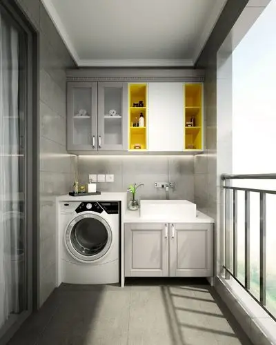 还可以将洗漱台搬到阳台,家里人多,早上上班上学,可以分开洗漱,再也