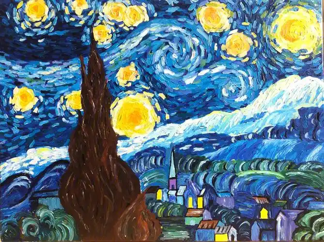 丙烯画梵高的星空