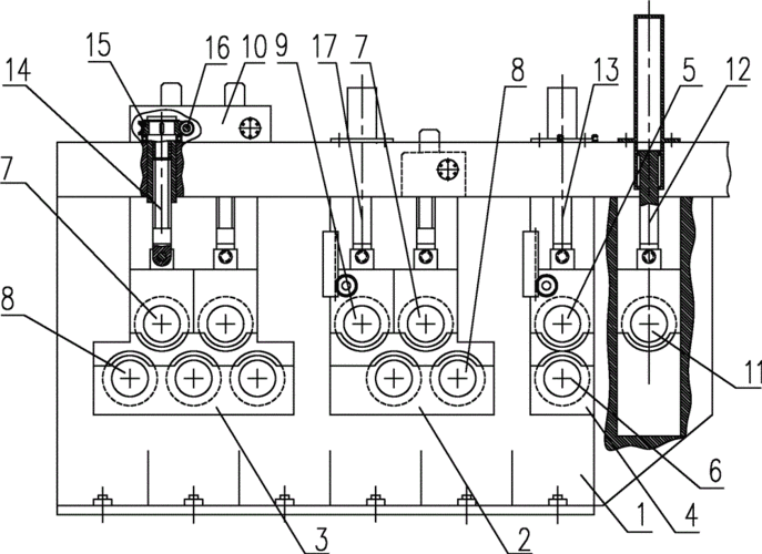 的高强度热轧钢卷板消除内应力矫平机,包括机架,牵引辊系和工作辊系