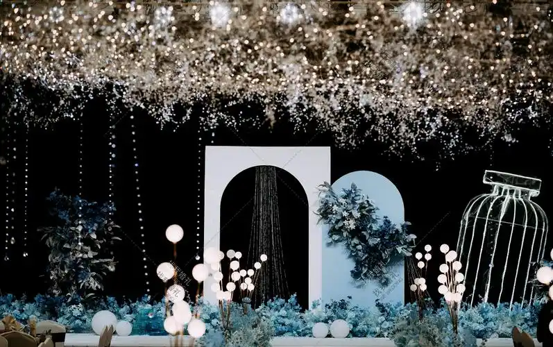 简约星空蓝白蓝色主题室内主题现场布置图片_效果图_策划价格-找我