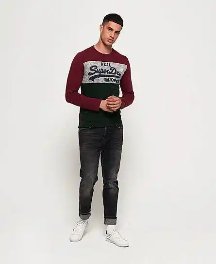 男款vintagelogopanel长袖t恤78928tintabburgundysantamonicagreytin