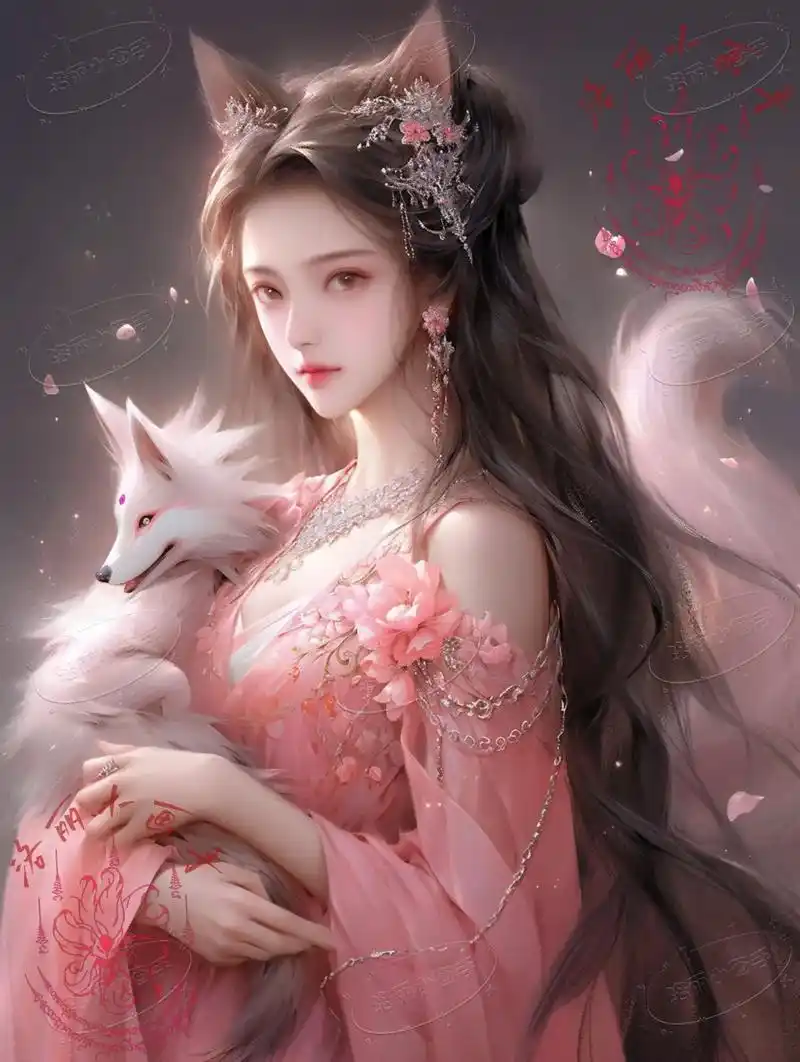 粉红九尾狐02妲己小狐狸 愿你所求皆如愿.#狐仙 #女生头像 - 抖音