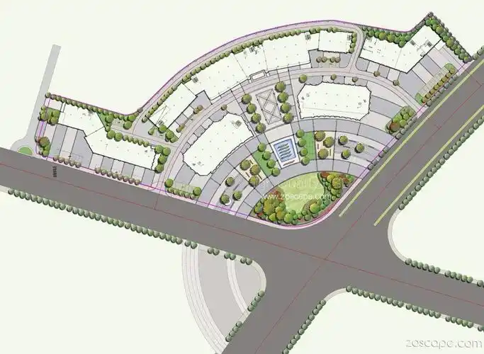 商业街彩色平面商业步行街景观设计平面图psd下载