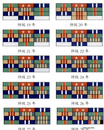 军官,文职干部级别资历章排列标准