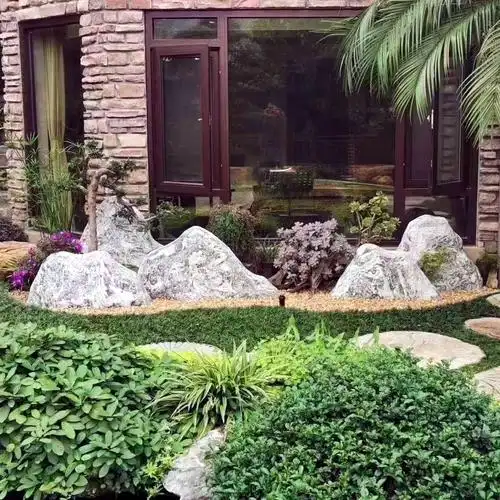 雪浪切片石组合景观石假山石庭院景观园林设计曲阳石雕白沙免费送