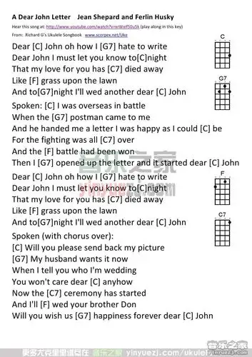 《a dear john letter》尤克里里弹唱谱