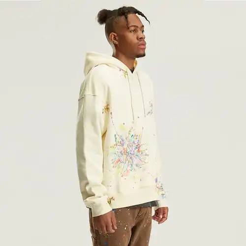 saintlouis复古多色闪粉泼墨做旧帽衫潮牌男女卫衣