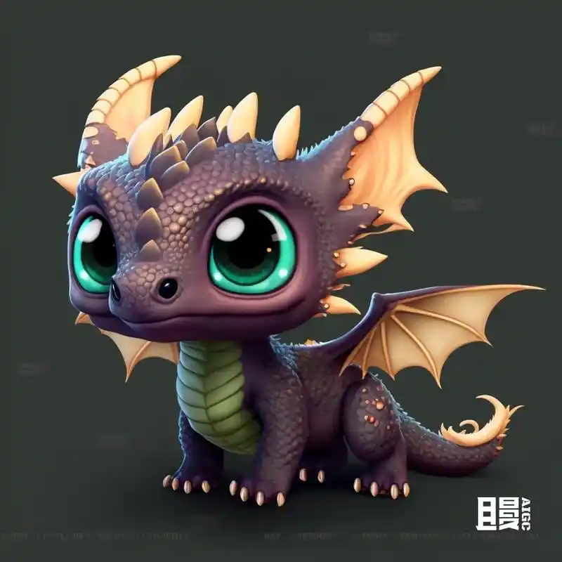ai绘画.卡通人物设计逼真的3d渲染,可爱拟人的小龙宝宝,中 - 抖音