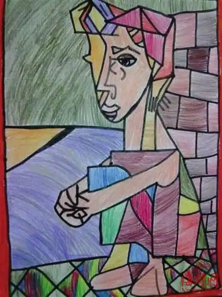 模仿毕加索的画《抱膝的女子》