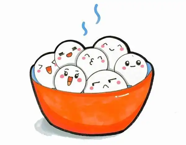 碗装着汤圆儿的简笔画