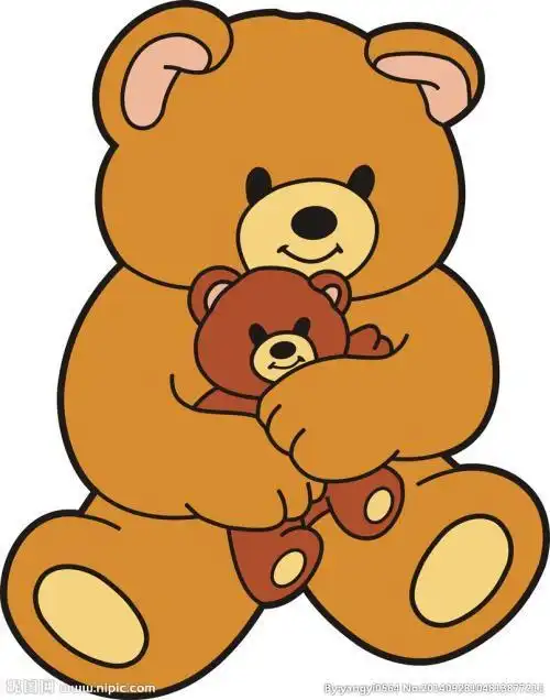 大熊抱着小熊的简笔画