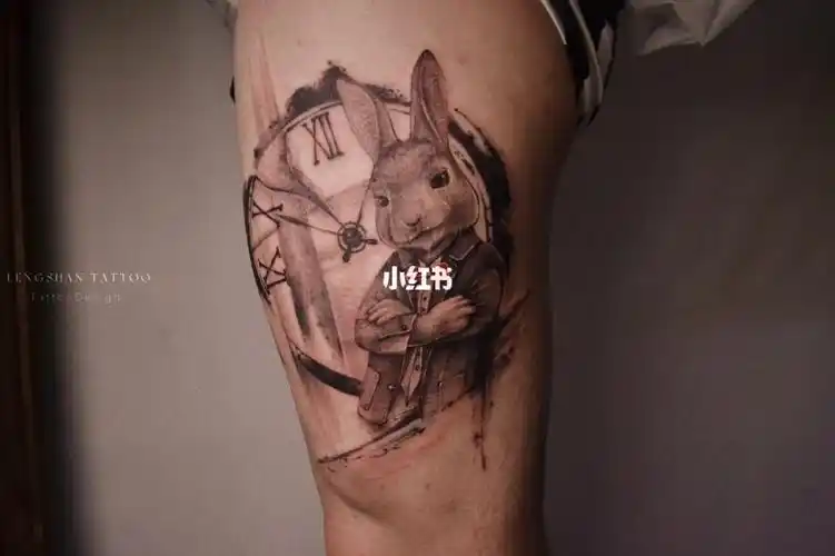 纹身|生肖纹身|晕染纹身|男生纹身|纹身设计|纹身灵感|兔子纹身|大腿