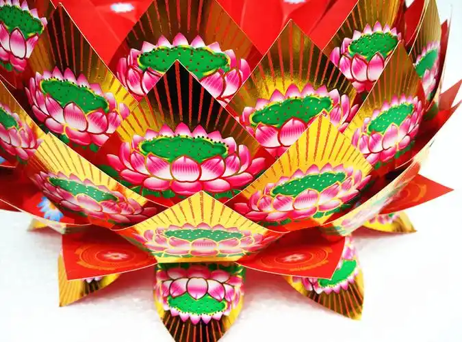 折莲花纸聚宝盆半成品硬卡纸金菠萝拜神祭祀供佛教用品每捆200张