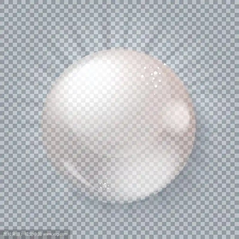 玻璃球灰色透明背景,矢量插图.