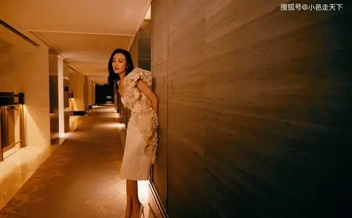 王鸥粉红色长裙性感写真