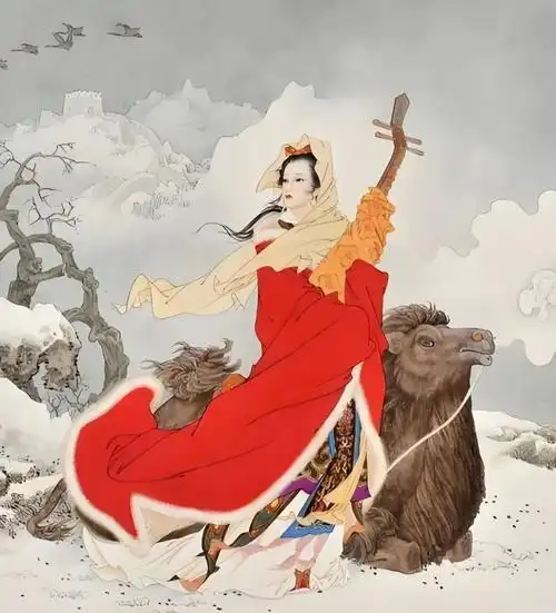 33,昭君出塞:王昭君,汉元帝时宫女,名王嫱,字昭君,因未行贿画师毛延寿