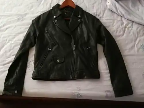 拉夏贝尔欧时力五加全新真皮绵羊皮机车皮衣