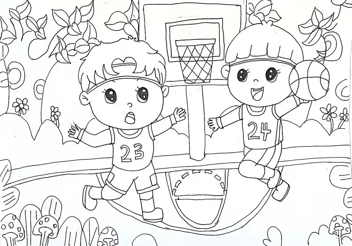 我运动我健康我快乐 #运动绘画 #篮球绘画 #跳绳运动 # - 抖音