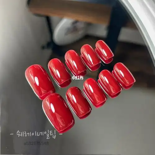 红色真的超显白网红圣诞红新年红纯色美甲