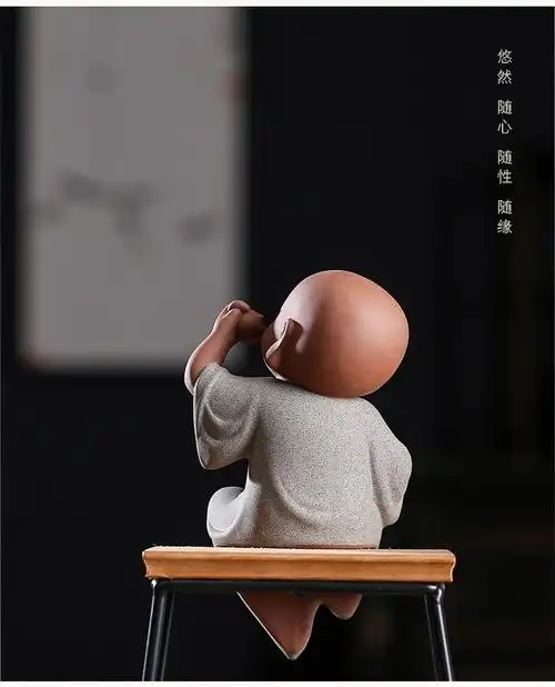 精品茶盘茶具茶艺小沙弥摆件 家居茶室茶桌装饰配件摆设品 悟道小和尚