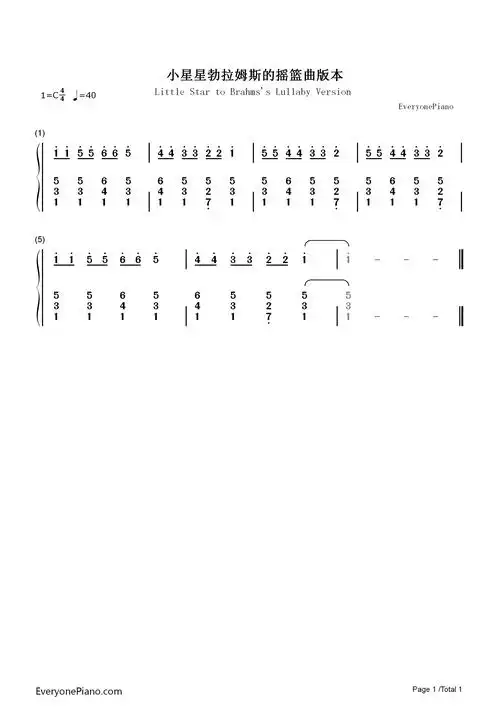 小星星改编版-六个版本双手简谱预览1