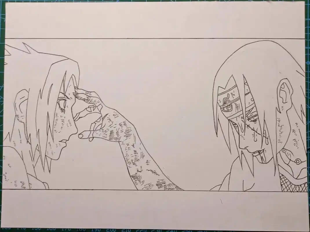 佐助 鼬最终之战手绘教程 先出个线稿 后面还修了一点,第一张只是大概