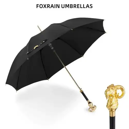 foxrain英式 轻奢贵族伞绅士复古动物羊头直杆权杖长柄高级雨伞男
