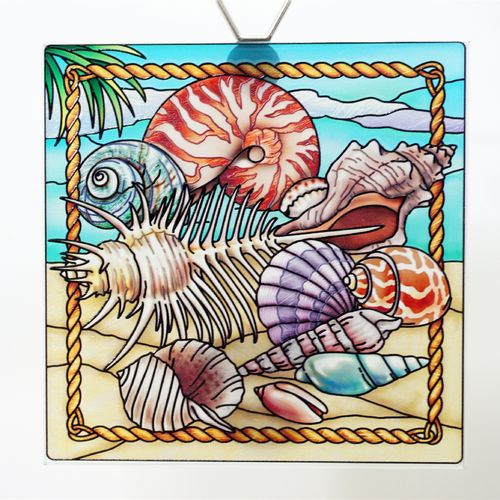 精致 缤纷海螺 美国ami*彩绘玻璃壁饰挂件复古绚丽 生日礼物女生