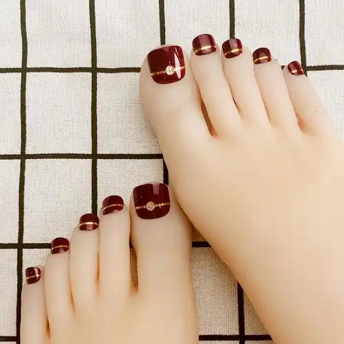 带钻假指甲脚趾甲贴片美甲全贴成品可拆卸可穿戴防水持久脚指甲片