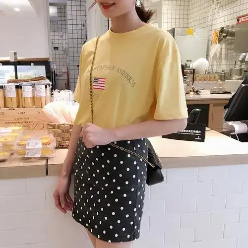 夏网红泫雅风心机上衣显瘦短袖宽松小众t恤女装潮2019新款陈子兰