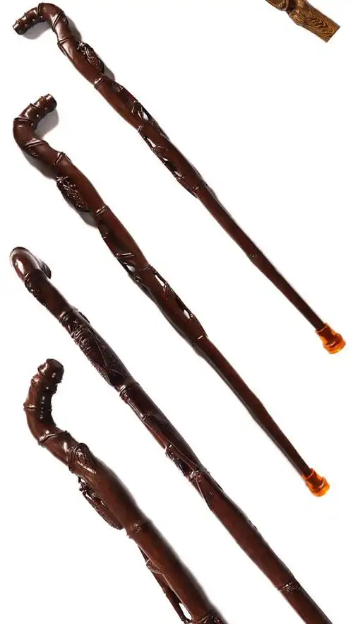 老人拐杖防滑老年人拐棍鸡翅木红木拐扙实木质手杖木头拐棍登山杖黑