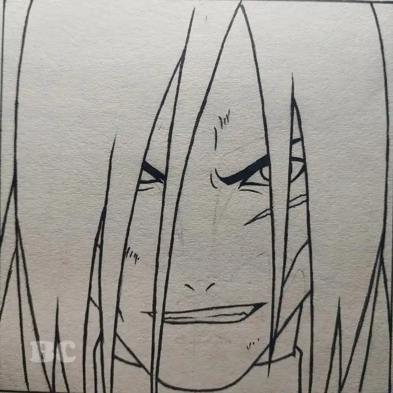 大蛇丸 #手绘教程 #黑白画 #临摹 - 抖音