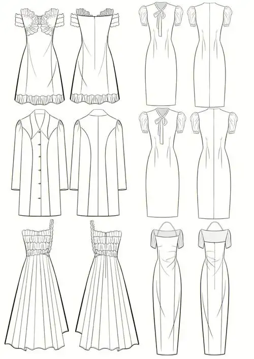 服装款式图  #服装设计款式图  #连衣裙