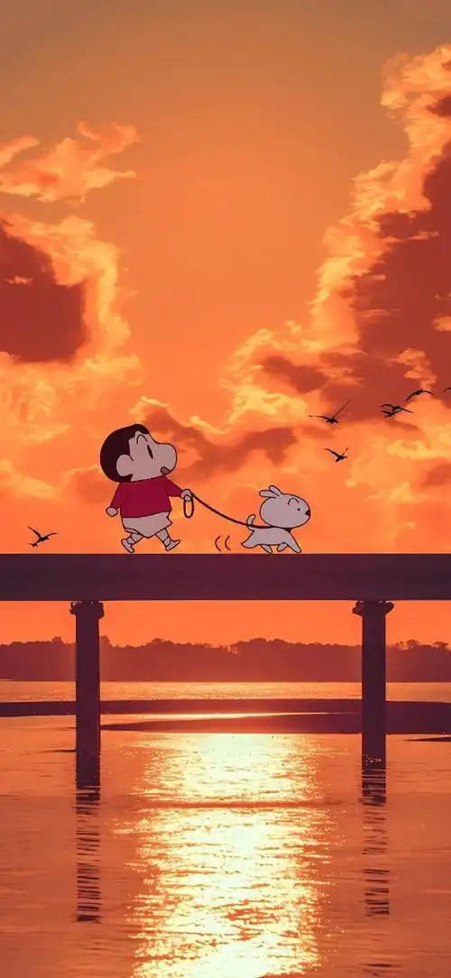 小新牵着小白欢快的,一人一狗的背影超有爱🐶 夕阳西下,余晖洒在