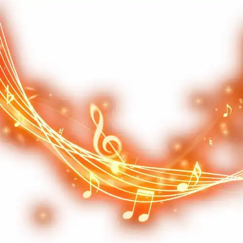 跳动的橙色音乐音符发光五线谱效果5391254免抠图片素材