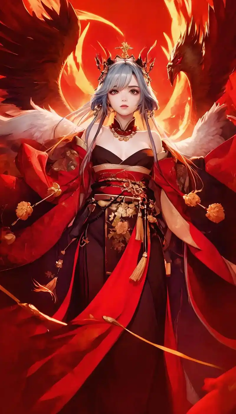 红衣少女壁纸.红衣火焰登场,二次元ai绘制#二次元 #古风  - 抖音