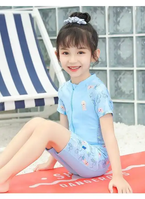 迪士尼儿童泳衣女童连体冰雪奇缘2021年新款小女孩公主泳装中大童980
