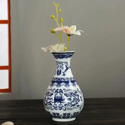 新品青花瓷挂墙陶瓷摆件水培植物客厅家居墙上花瓶