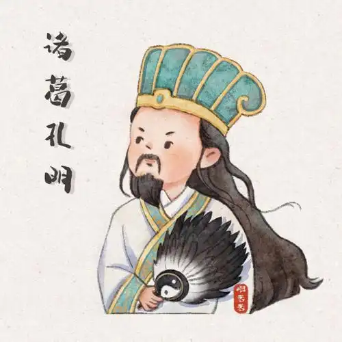 q版三国诸葛亮ipad仿水彩风