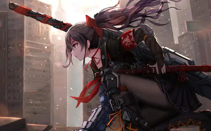 拿剑的超酷动漫女孩电脑壁纸图片