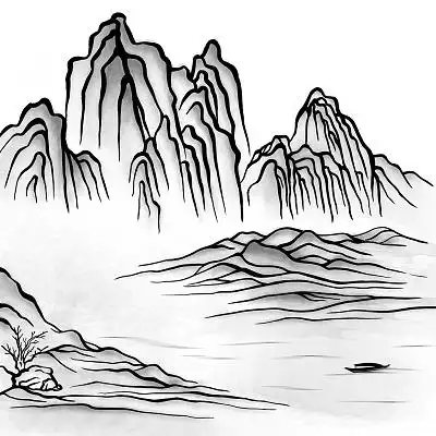 线描 长城 风景 png素材长城简笔画长城一角长城简笔画长城风景png