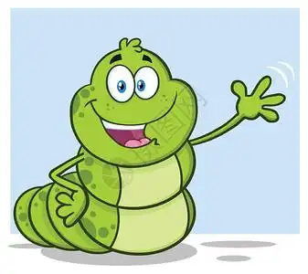 知识财富快乐的书虫子卡通马斯科特字符为问候而挥舞矢量一说明孤立于