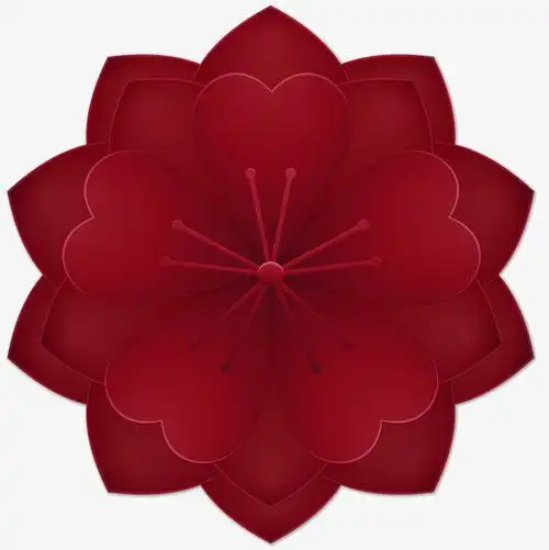 微立体装饰矢量红色花卉素材